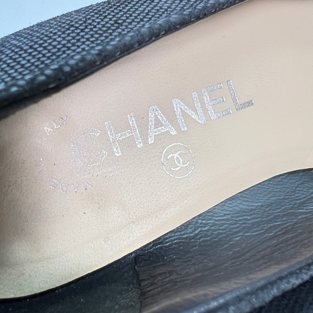 100% Authentic Chanel Black Leather Cap Toe Ballet Flats Shoes Size 35.5 5.5 - Picture 7 of 13